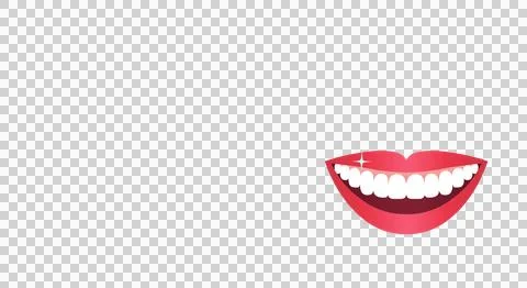 Smile, white teeth with pink lips, smiling mouth of young woman. Dental con.. Stock Illustration