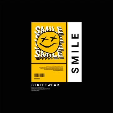 Smile writing design, suitable for screen printing t-shirts, clothes, jackets Stock Illustration