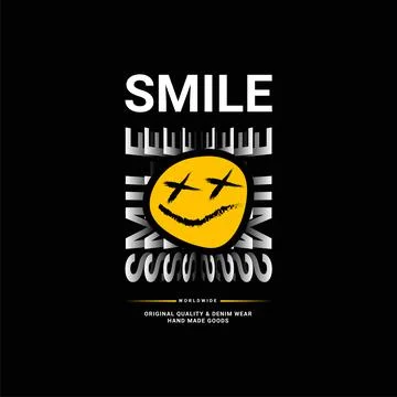 Smile writing design, suitable for screen printing t-shirts, clothes, jackets Stock-Illustration
