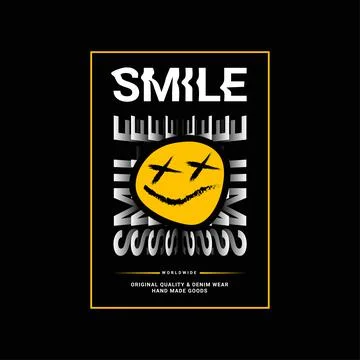 Smile writing design, suitable for screen printing t-shirts, clothes, jackets Stock Illustration