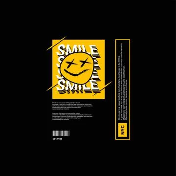Smile writing design, suitable for screen printing t-shirts, clothes, jackets Stock Illustration