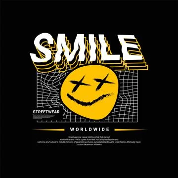 Smile writing design, suitable for screen printing t-shirts, clothes, jackets Stock Illustration