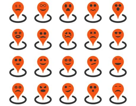 Smiled location icons Stock Illustration