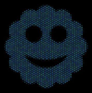 Smiled Sticker Composition Icon of Halftone Circles Illustrazione stock