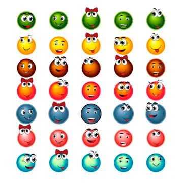 Smiles character set, vector Stock Illustration