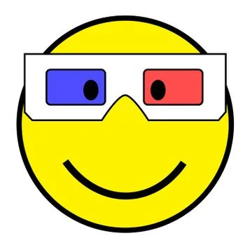 Smiley with 3D glasses Stock Illustration