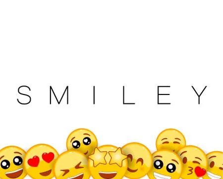 Smiley background design with yellow emoticons of funny and happy facial expr Stock Illustration