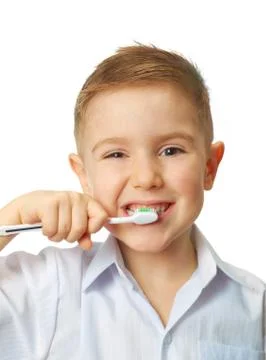 Smiley boy cleans a teeth Stock Photos