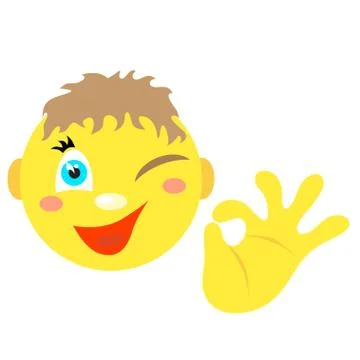 Smiley boy with a gesture ok. Illustrazione stock