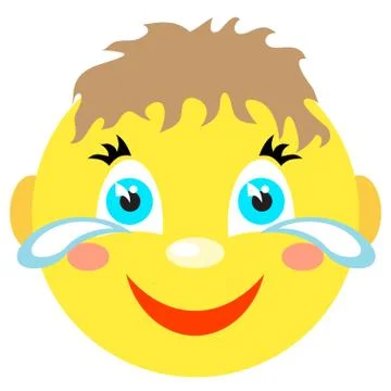 Smiley boy laughs and cries. Stock Illustration