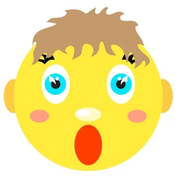 Smiley boy screams, scared. Stock Illustration