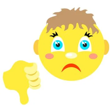 Smiley boy with thumb thumb down. Stock Illustration