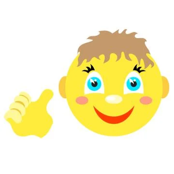 Smiley boy with a thumbs up gesture. Stock Illustration