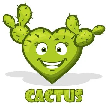 Smiley cactus in the shape of heart Stock Illustration