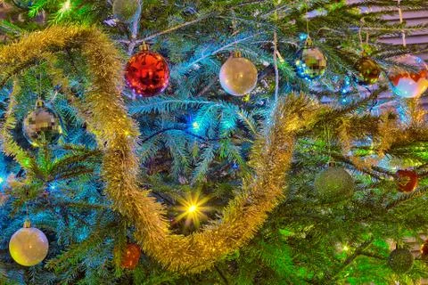 Smiley on Christmas tree Stock Photos