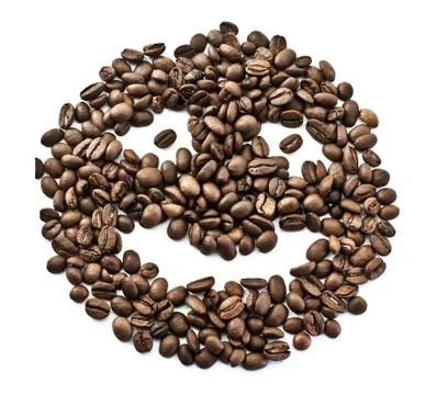 Smiley from coffee beans Stock Photos