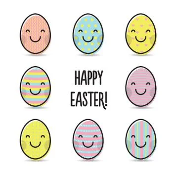Smiley colorful easter eggs. Greeting Stock-Illustration