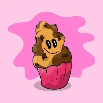 Smiley cupcake emote. Stock Illustration