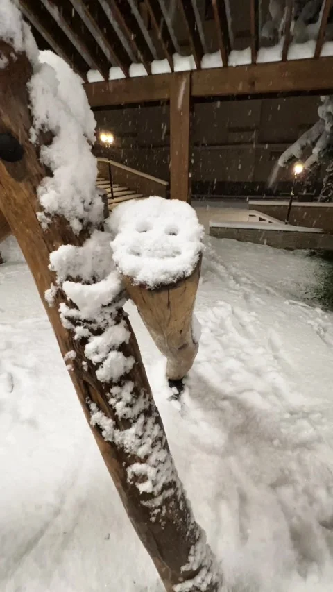 Smiley drawn on the snow Winter joy Snowfall Stock Footage 292138020