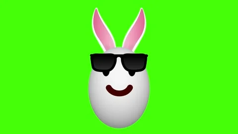Smiley easter egg with goggles on green screen with two swinging ears. Stock Footage 306079158