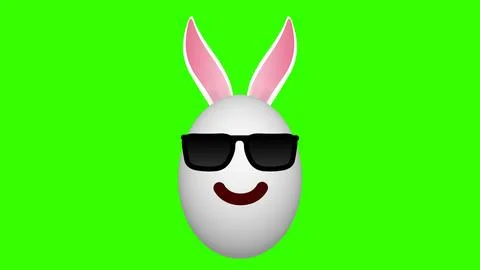 Smiley easter egg with goggles on green screen with two ears Stock Illustration