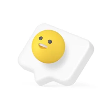 Smiley emoji quick tips positive yellow emoticon in speech bubble 3d icon rea Illustrazione stock