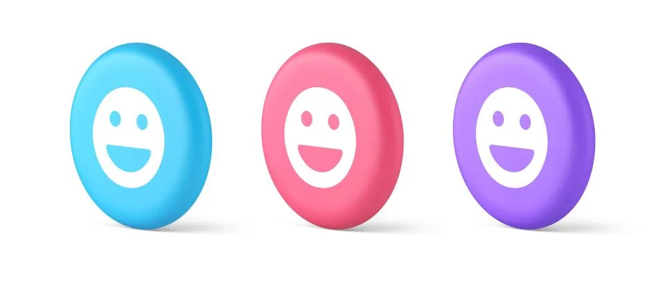 Smiley emotcircle icon comic face emoji button laughing social network reac.. Stock Illustration
