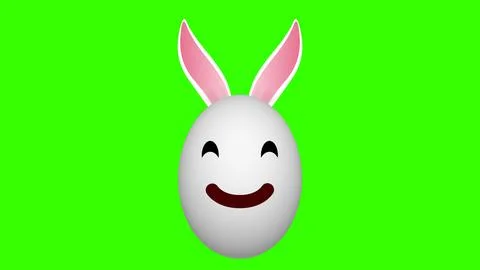 Smiley expression bunny egg on green screen. Stock Illustration