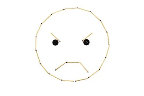 Smiley face Anger is made out of matches Stock Photos