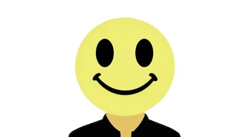 Smiley face blinks on a white background Stock Footage 286371027