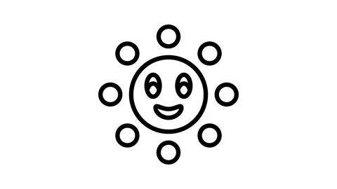 Smiley face cute sun character line icon animation Stock Footage 326123910