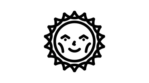 Smiley face cute sun character line icon animation Stock Footage 326749459
