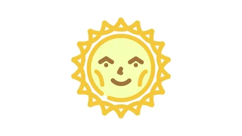 Smiley face cute sun character color icon animation Stock Footage 327257777