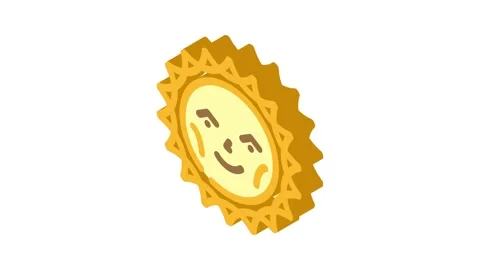 Smiley face cute sun character isometric icon animation Stock Footage 327277660