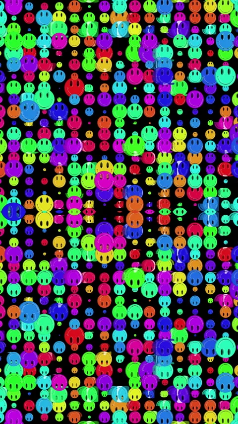 Smiley face emoticon abstract pattern In vertical Stock Footage 267023945