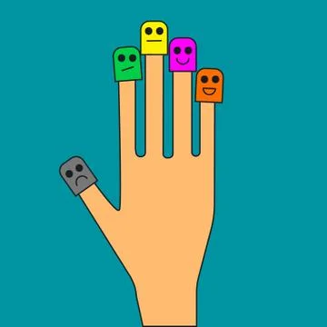 Smiley face on fingers Stock Illustration