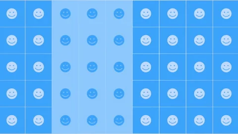 Smiley face grid playful blue circles for wallpaper or web background Stock Footage 255964682
