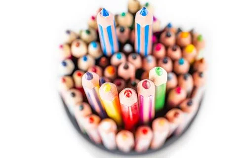 Smiley face made of colored pencils Stock Photos