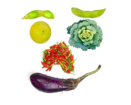 Smiley face made from different vegetables Stock Photos