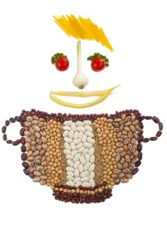 Smiley face made of vegetables and beans Foto stock
