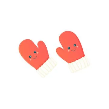 Smiley face mittens, winter accessories. Vector illustration Stock Illustration