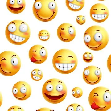 Smiley face pattern vector background. Continuous, endless or seamless smileys Stock Illustration