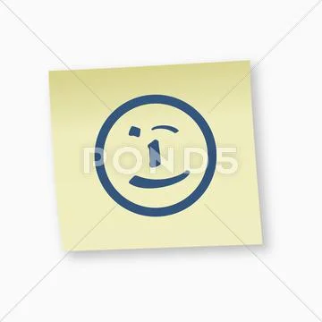 Smiley face sign on adhesive note, close-up Stock Illustration