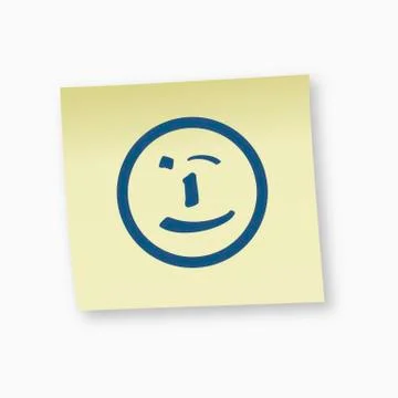 Smiley face sign on adhesive note, close-up Stock Illustration