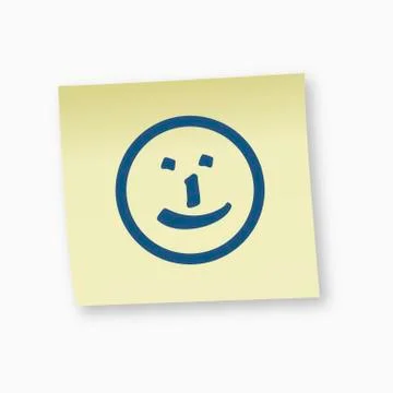 Smiley face sign on adhesive note, close-up Stock Illustration