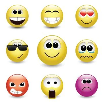 Smiley faces expressing different feelings Stock Illustration
