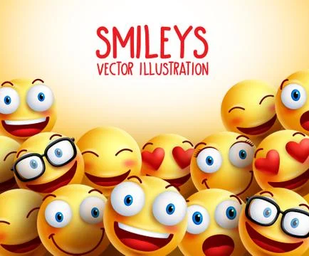 Smiley faces vector background with different facial expressions Stock Illustration