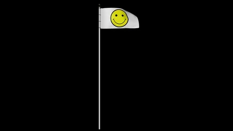 Smiley Flag on Pole with alpha channel 库存影片 87262841
