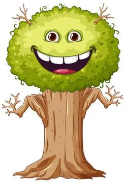 Smiley happy tree cartoon Stock Illustration