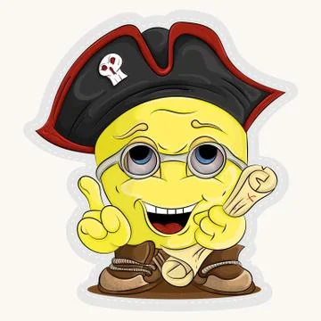 The smiley in the header of a pirate with a map in hand イラスト素材